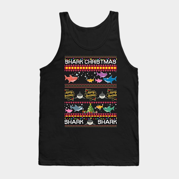 Shark Christmas T shirt Funny For Cat Lovers Tank Top by TeeAaron